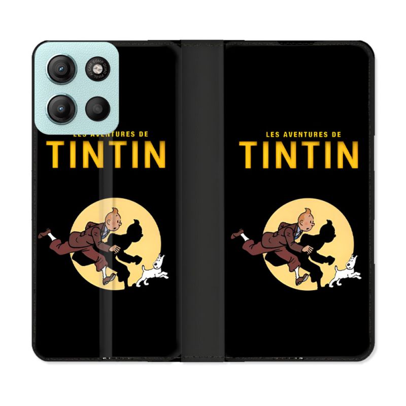 Housse cuir portefeuille Pour Motorola G15 Tintin Classique