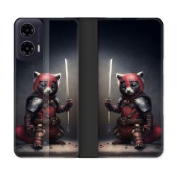 Housse cuir portefeuille Pour Motorola G35 5G Animal Raton Samouraï