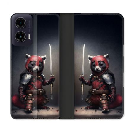 Housse cuir portefeuille Pour Motorola G35 5G Animal Raton Samouraï