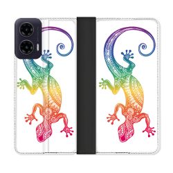 Housse cuir portefeuille Pour Motorola G35 5G Animal Salamandre Color
