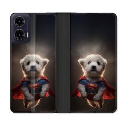 Housse cuir portefeuille Pour Motorola G35 5G Animal Super Chien