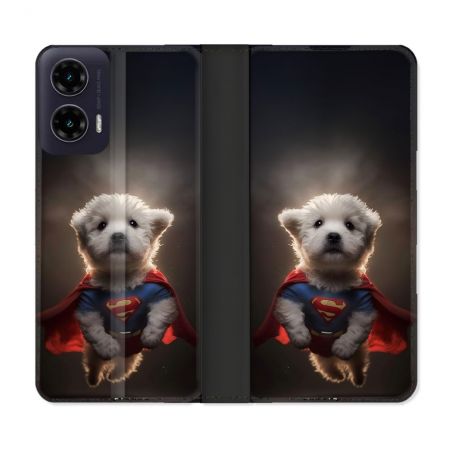 Housse cuir portefeuille Pour Motorola G35 5G Animal Super Chien