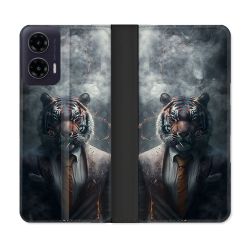 Housse cuir portefeuille Pour Motorola G35 5G Animal Tigre Business