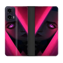 Housse cuir portefeuille Pour Motorola G35 5G Arcane Jinx Rose