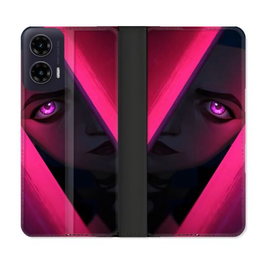 Housse cuir portefeuille Pour Motorola G35 5G Arcane Jinx Rose