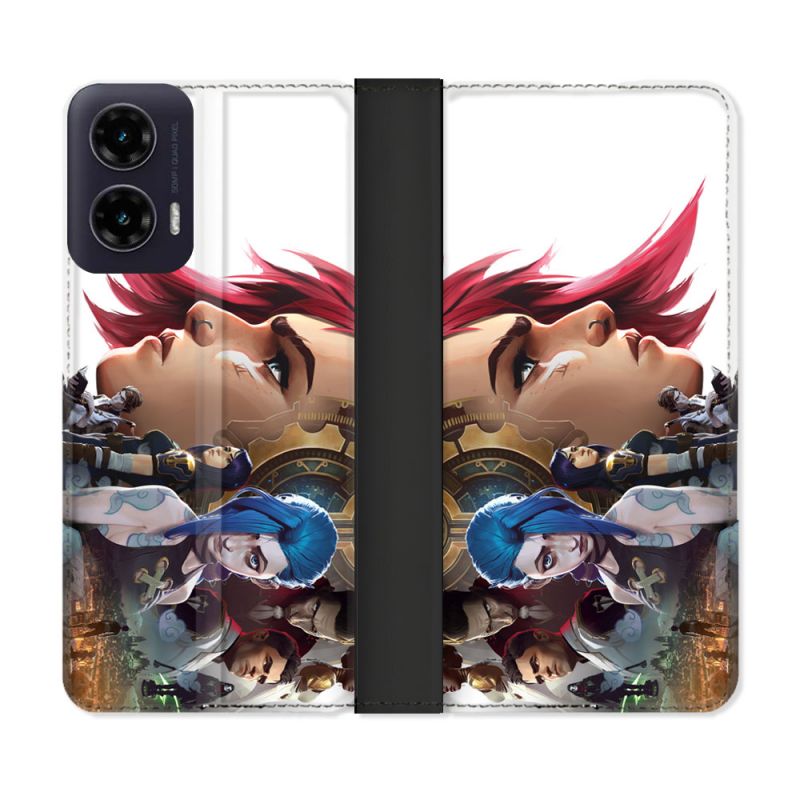 Housse cuir portefeuille Pour Motorola G35 5G Arcane Jinx Sœur