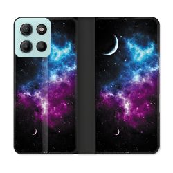 Housse cuir portefeuille Pour Motorola G15 Univers Bleu Violet