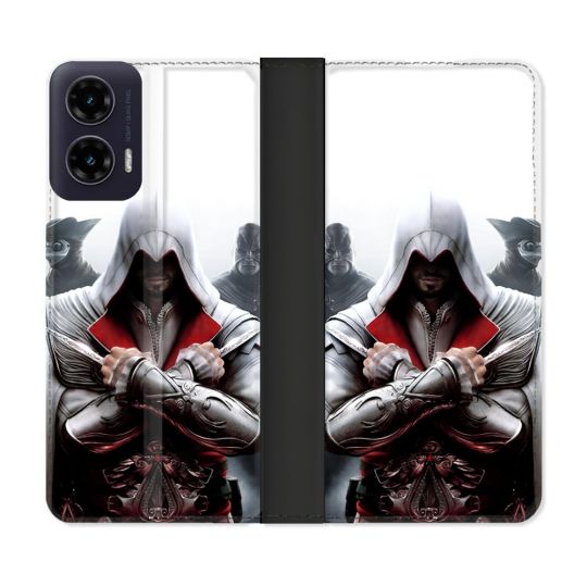 Housse cuir portefeuille Pour Motorola G35 5G Assassin Creed Mask