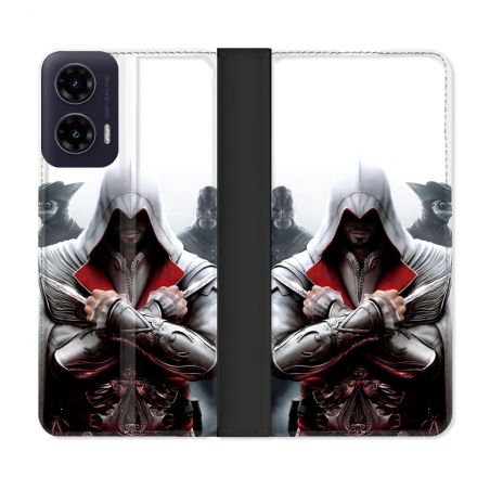 Housse cuir portefeuille Pour Motorola G35 5G Assassin Creed Mask