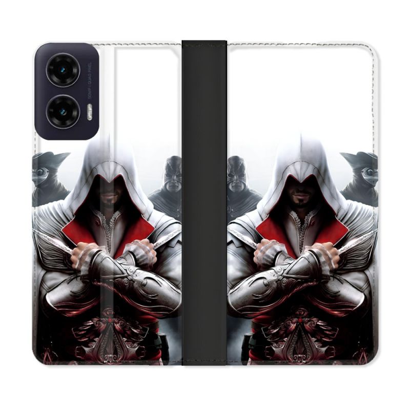 Housse cuir portefeuille Pour Motorola G35 5G Assassin Creed Mask
