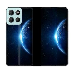 Housse cuir portefeuille Pour Motorola G15 Univers Planete Terre