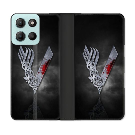 Housse cuir portefeuille Pour Motorola G15 Viking