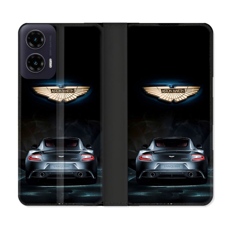 Housse cuir portefeuille Pour Motorola G35 5G Aston Martin
