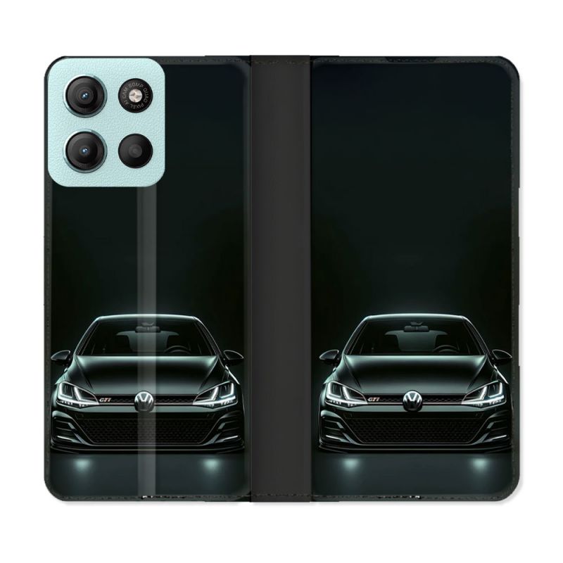 Housse cuir portefeuille Pour Motorola G15 Volkwagen Golf GTI
