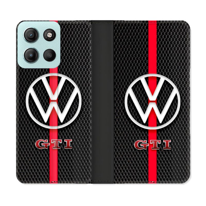 Housse cuir portefeuille Pour Motorola G15 Volkwagen Line