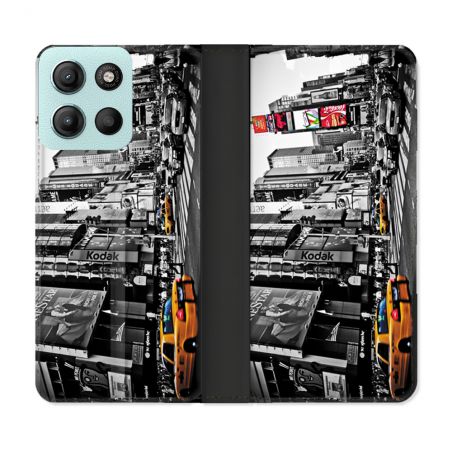 Housse cuir portefeuille Pour Motorola G15 Voyage Amerique USA New York Taxi