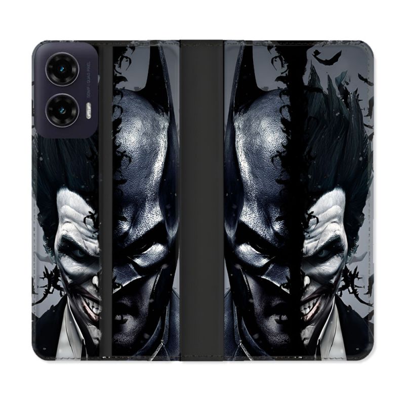 Housse cuir portefeuille Pour Motorola G35 5G Batman Joker