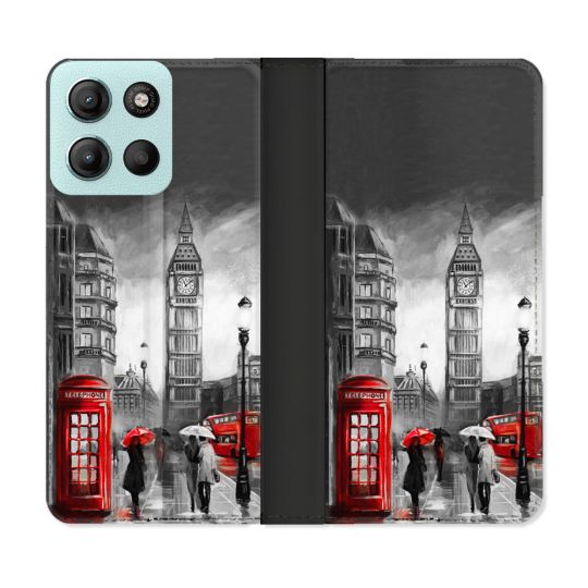 Housse cuir portefeuille Pour Motorola G15 Voyage Angleterre Londres Vintage