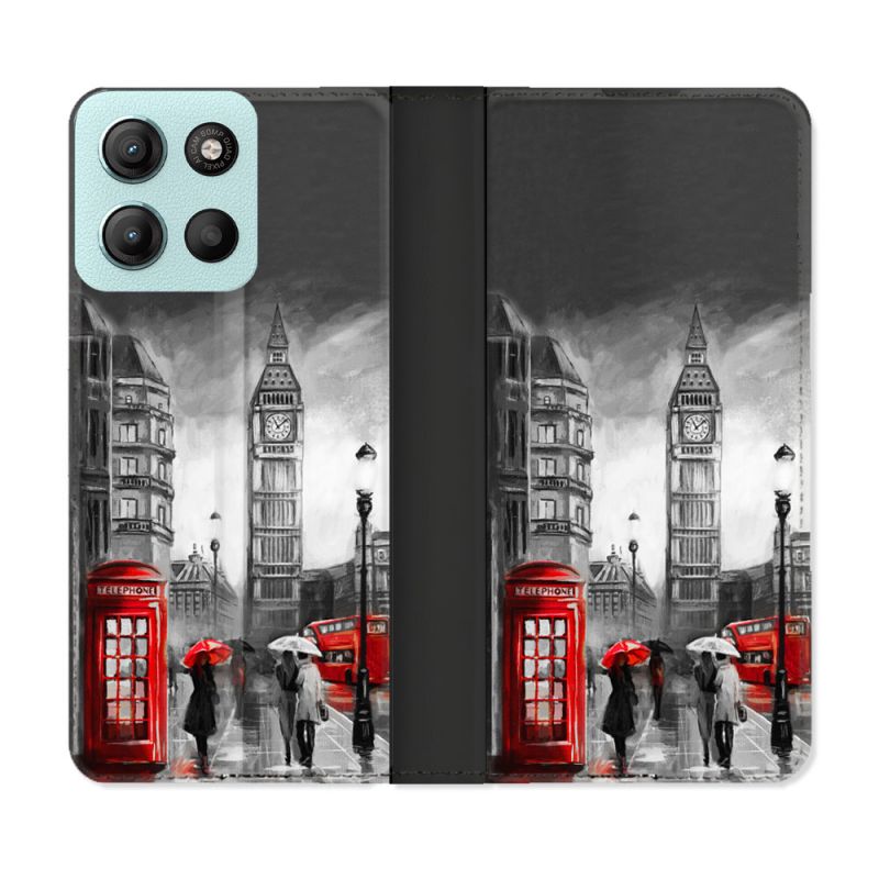 Housse cuir portefeuille Pour Motorola G15 Voyage Angleterre Londres Vintage
