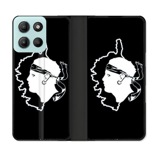 Housse cuir portefeuille Pour Motorola G15 Voyage Corse Noir