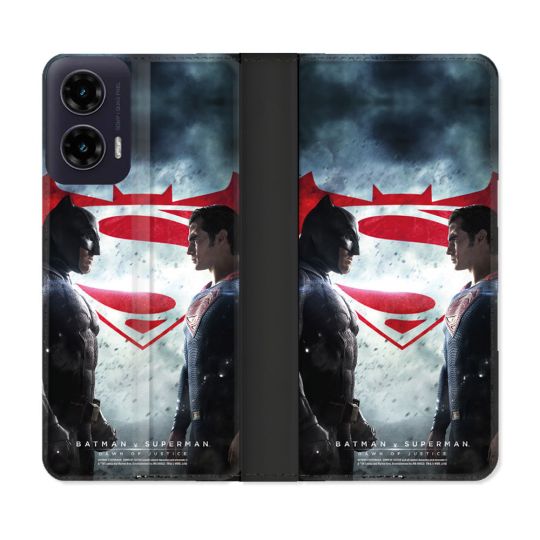 Housse cuir portefeuille Pour Motorola G35 5G Batman VS Superman