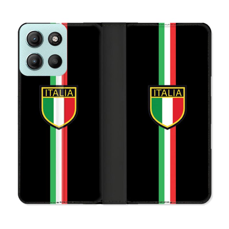 Housse cuir portefeuille Pour Motorola G15 Voyage Italie 3 Noir