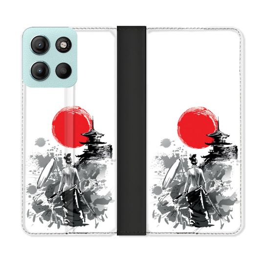 Housse cuir portefeuille Pour Motorola G15 Voyage Japon Femme