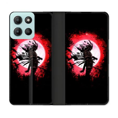 Housse cuir portefeuille Pour Motorola G15 Voyage Japon Samourai