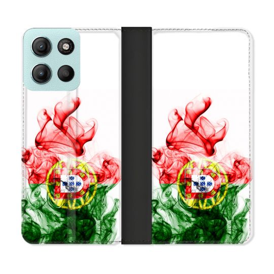 Housse cuir portefeuille Pour Motorola G15 Voyage Portugal Flamme