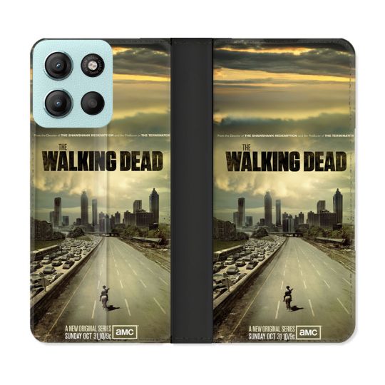 Housse cuir portefeuille Pour Motorola G15 Walking Dead