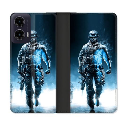 Housse cuir portefeuille Pour Motorola G35 5G Call Of Duty Guerrier