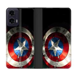 Housse cuir portefeuille Pour Motorola G35 5G Captain America Bouclier