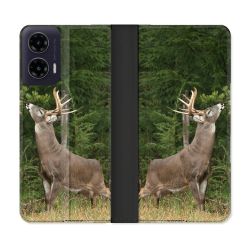 Housse cuir portefeuille Pour Motorola G35 5G Chasse Cerf