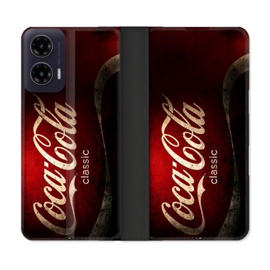 Housse cuir portefeuille Pour Motorola G35 5G Coca Cola Classique