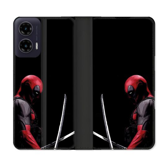 Housse cuir portefeuille Pour Motorola G35 5G Deadpool Epee