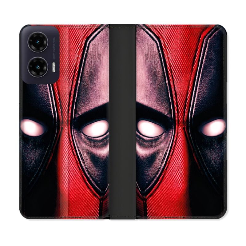 Housse cuir portefeuille Pour Motorola G35 5G Deadpool Yeux