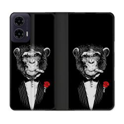 Housse cuir portefeuille Pour Motorola G35 5G Decale Singe Mafia
