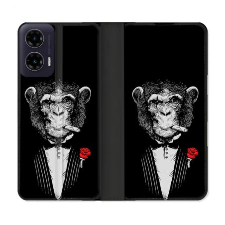 Housse cuir portefeuille Pour Motorola G35 5G Decale Singe Mafia