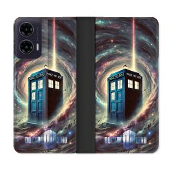 Housse cuir portefeuille Pour Motorola G35 5G Dr Who Tardis Univers