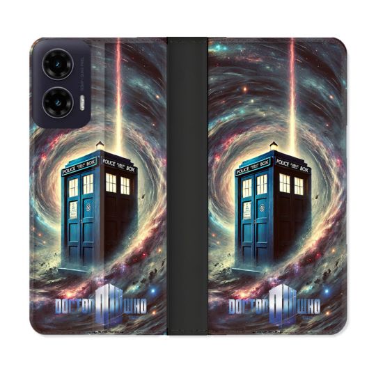 Housse cuir portefeuille Pour Motorola G35 5G Dr Who Tardis Univers