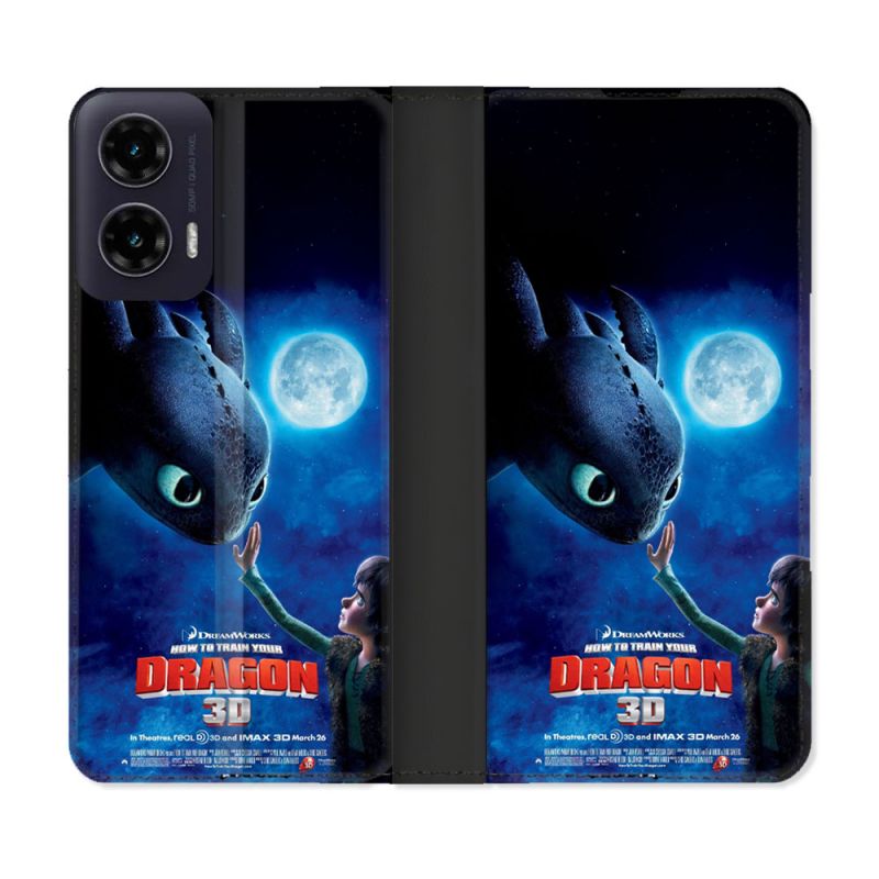 Housse cuir portefeuille Pour Motorola G35 5G Dragons Affiche