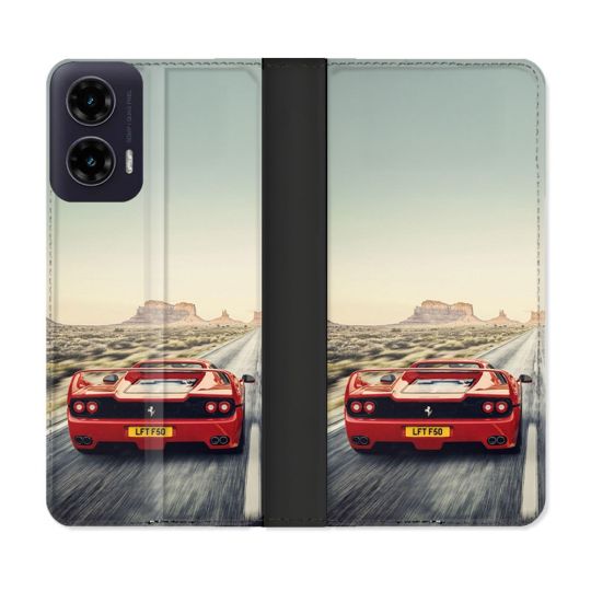 Housse cuir portefeuille Pour Motorola G35 5G Ferrari F50