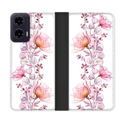 Housse cuir portefeuille Pour Motorola G35 5G Fleur Eclosion