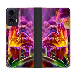 Housse cuir portefeuille Pour Motorola G35 5G Fleur Lys Color