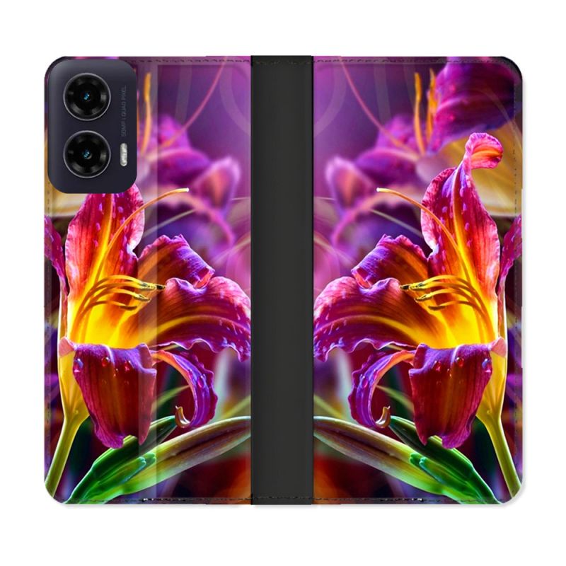 Housse cuir portefeuille Pour Motorola G35 5G Fleur Lys Color