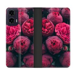 Housse cuir portefeuille Pour Motorola G35 5G Fleur Pivoine