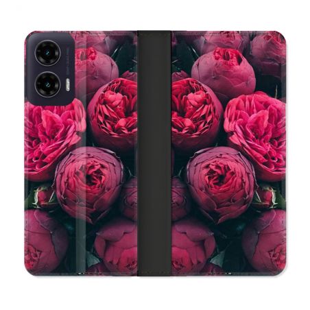 Housse cuir portefeuille Pour Motorola G35 5G Fleur Pivoine