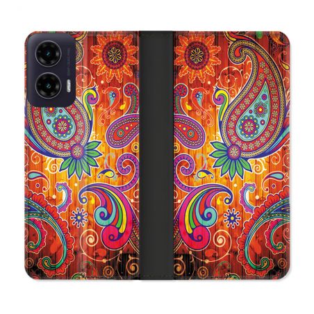 Housse cuir portefeuille Pour Motorola G35 5G Fleur Psychedelic