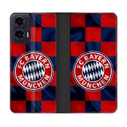 Housse cuir portefeuille Pour Motorola G35 5G Foot Bayern Munich Carreaux