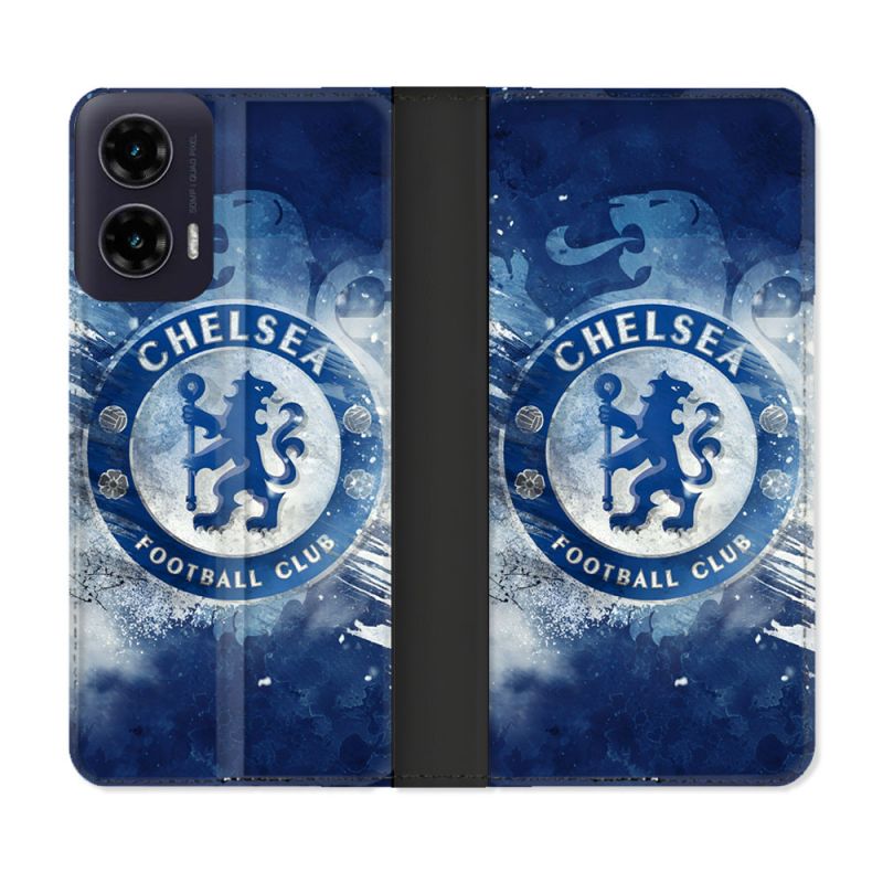 Housse cuir portefeuille Pour Motorola G35 5G Foot Chelsea